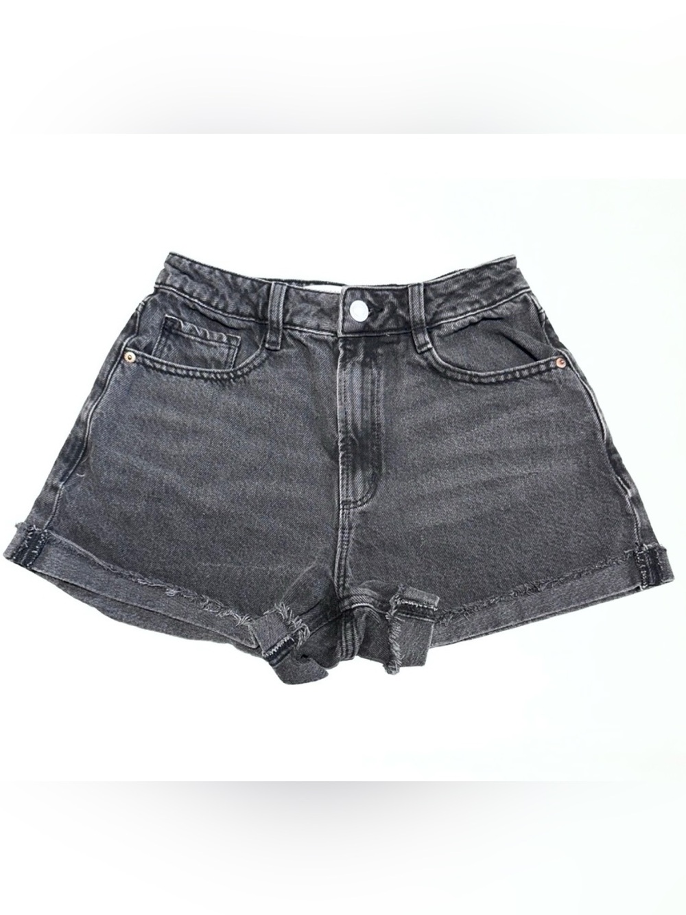 DYNAMITE Washed Black Denim Cutoff Shorts Frayed Hem Y2K Size 24